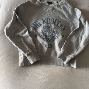The Kooples Gray Crewneck Sweater with Blue Tiger Graphic